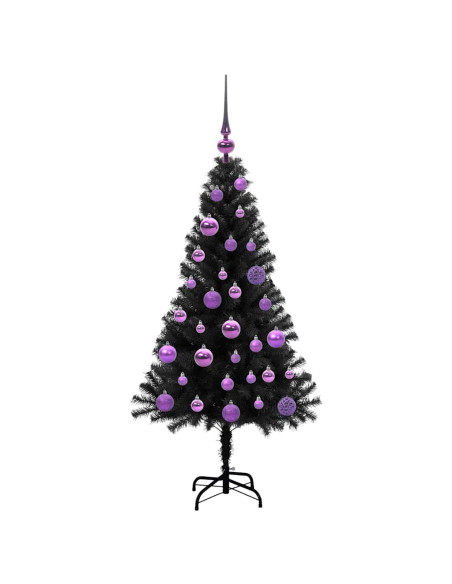 Albero di Natale con 150 LED con supporto Nero 120 cm PVC