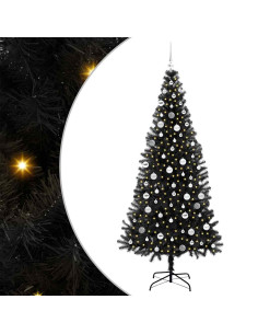 Albero di Natale con 300 LED con supporto Nero 210 cm PVC