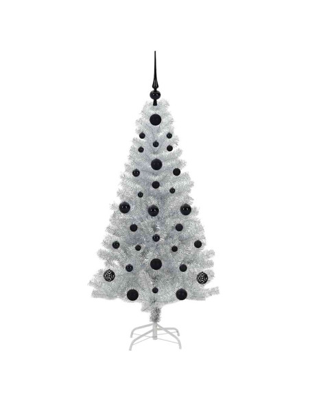 Albero di Natale con 150 LED con supporto Argento 120 cm PET