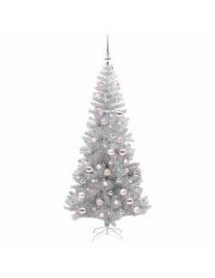 Albero di Natale con 300 LED con supporto Argento 180 cm PET