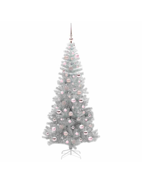 Albero di Natale con 300 LED con supporto Argento 180 cm PET