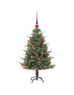 Albero di Natale Artificiale Pre-illuminato con Set di Palline