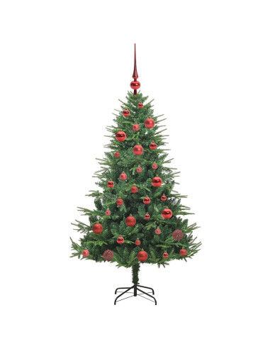 Albero di Natale Artificiale Pre-illuminato con Set di Palline