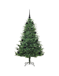 Albero di Natale Artificiale Pre-illuminato con Set di Palline