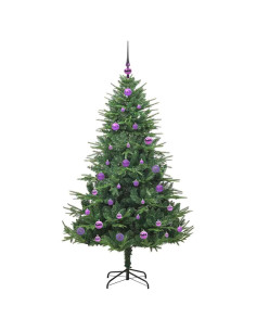 Albero di Natale Artificiale Pre-illuminato con Set di Palline
