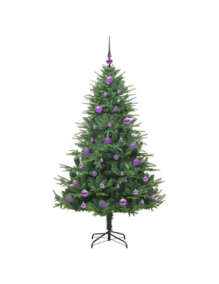 Albero di Natale Artificiale Pre-illuminato con Set di Palline
