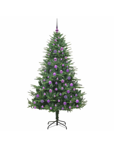 Albero di Natale Artificiale Pre-illuminato con Set di Palline