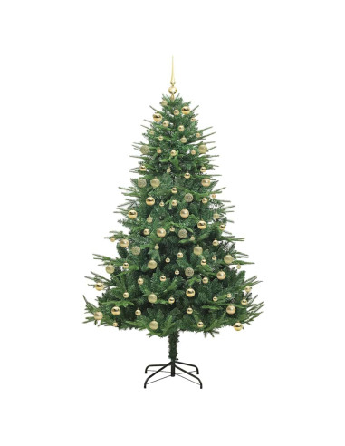 Albero di Natale Artificiale Pre-illuminato con Set di Palline