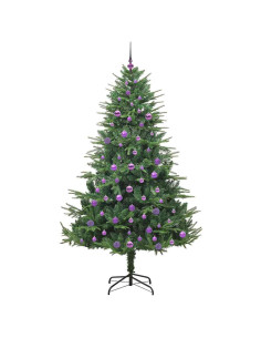 Albero di Natale Artificiale Pre-illuminato con Set di Palline