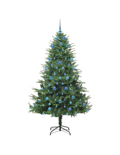 Albero di Natale Artificiale Pre-illuminato con Set di Palline
