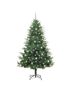 Albero di Natale Artificiale Pre-illuminato con Set di Palline