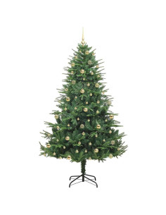 Albero di Natale Artificiale Pre-illuminato con Set di Palline