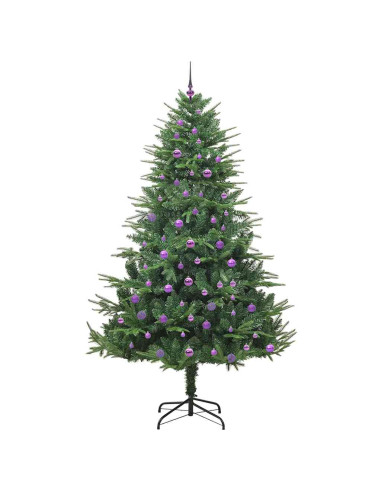 Albero di Natale Artificiale Pre-illuminato con Set di Palline