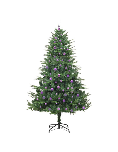 Albero di Natale Artificiale Pre-illuminato con Set di Palline
