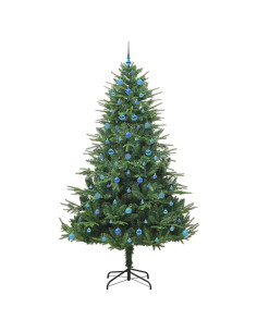 Albero di Natale Artificiale Pre-illuminato con Set di Palline