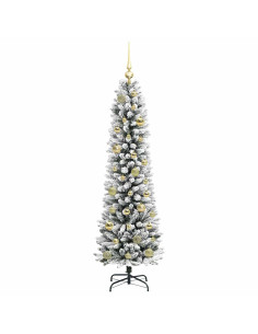 Albero di Natale artificiale con 150 LED Verde e bianco 150 cm