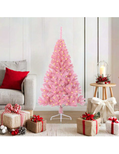 Albero di Natale artificiale con luci integrate Rosa 120 cm PVC