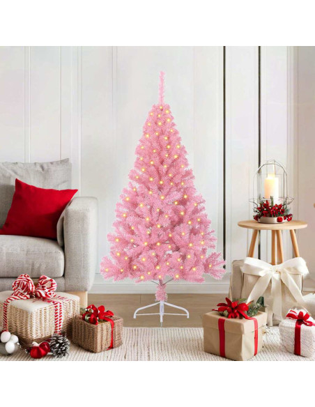 Albero di Natale artificiale con luci integrate Rosa 120 cm PVC