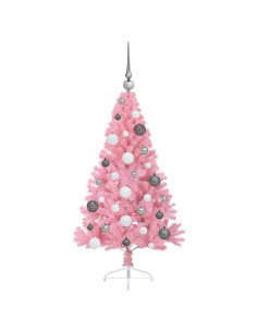 Albero di Natale artificiale con luci integrate Rosa 120 cm PVC