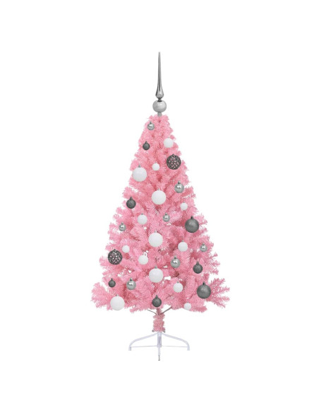 Albero di Natale artificiale con luci integrate Rosa 120 cm PVC