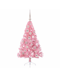 Albero di Natale artificiale con luci integrate Rosa 120 cm PVC