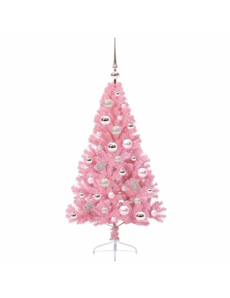 Albero di Natale artificiale con luci integrate Rosa 120 cm PVC