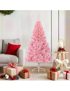 Albero di Natale artificiale con luci integrate Rosa 150 cm PVC