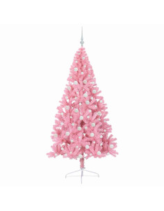 Albero di Natale artificiale con luci integrate Rosa 180 cm PVC