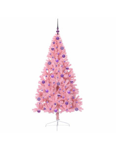 Albero di Natale artificiale con luci integrate Rosa 180 cm PVC