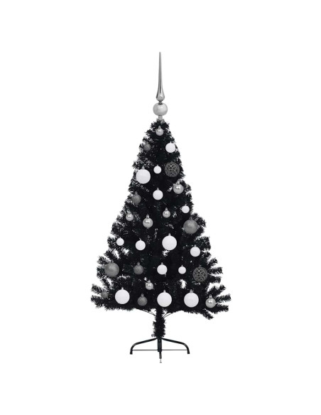 Albero di Natale artificiale con luci integrate Nero 120 cm PVC