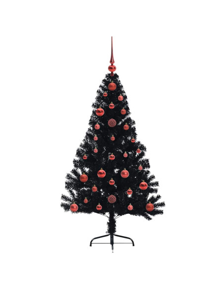 Albero di Natale artificiale con luci integrate Nero 120 cm PVC