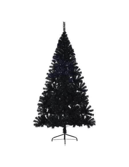 Albero di Natale artificiale con luci integrate Nero 210 cm PVC
