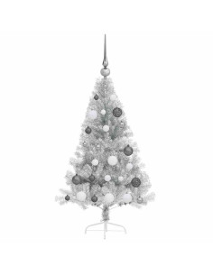 Albero di Natale artificiale con luci integrate Argento 120 cm