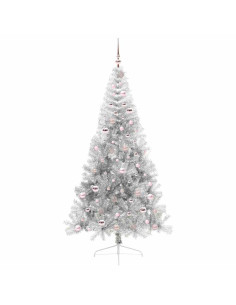 Albero di Natale artificiale con luci integrate Argento 210 cm