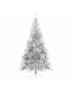 Albero di Natale artificiale con luci integrate Argento 210 cm