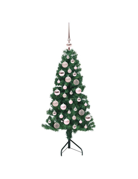 Albero di Natale Artificiale Angolare con 150 LED Verde 120 cm