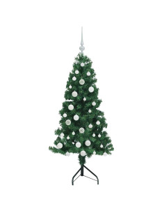 Albero di Natale Artificiale Angolare con 150 LED Verde 150 cm