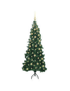 Albero di Natale Artificiale Angolare con 300 LED Verde 180 cm