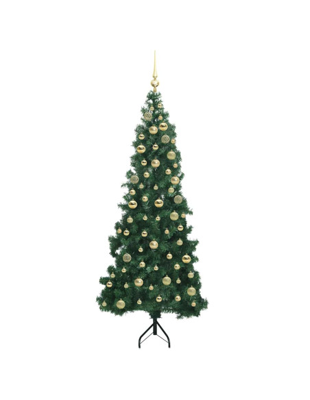 Albero di Natale Artificiale Angolare con 300 LED Verde 180 cm