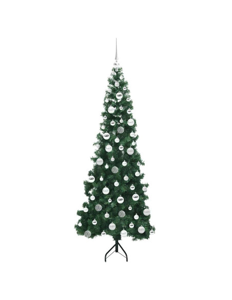 Albero di Natale Artificiale Angolare con 300 LED Verde 180 cm
