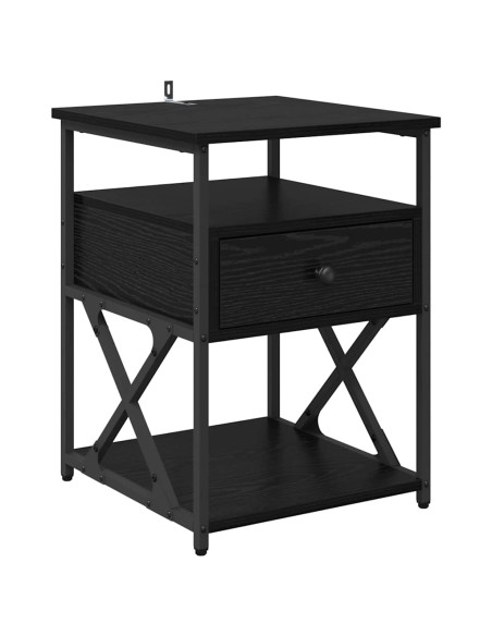 Armadio da Notte con cassetto 2 pcs Rovere nero 40 x 42 x 55 cm