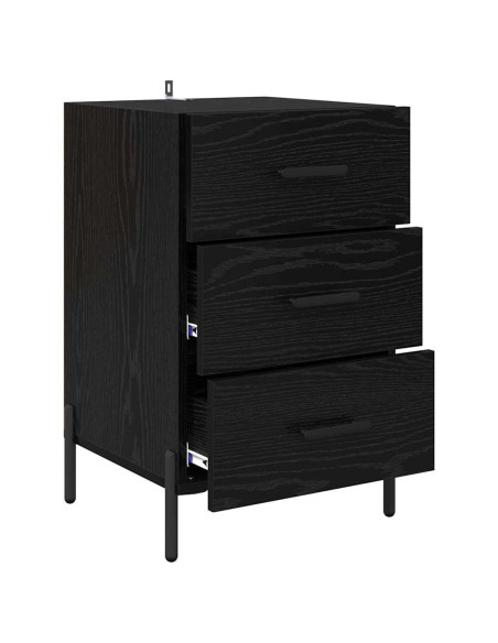 Armadio da Notte Rovere nero 40 x 40 x 66 cm Legno multistrato