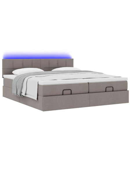 Struttura Letto Pouf con Materassi Tortora 160x200cm in Tessuto