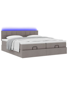 Struttura Letto Pouf con Materassi Tortora 160x200cm in Tessuto 2