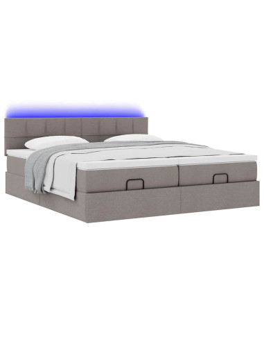 Struttura Letto Pouf con Materassi Tortora 160x200cm in Tessuto