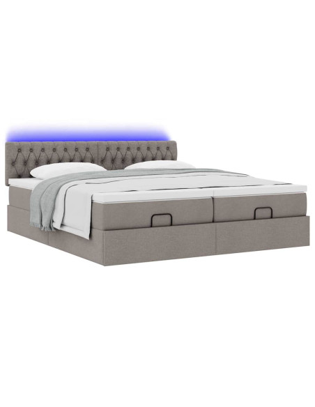 Struttura Letto Pouf con Materassi Tortora 160x200cm in Tessuto