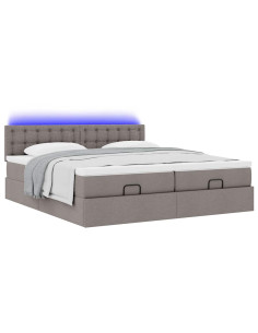 Struttura Letto Pouf con Materassi Tortora 160x200cm in Tessuto 2