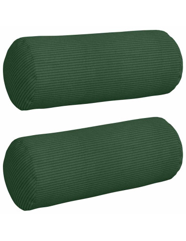 Cuscini a rullo 2 pcs Verde Scuro Ø 15 x 40 cm Tessuto in Cords