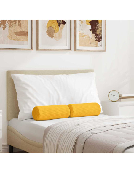 Cuscini a rullo 2 pcs Giallo Chiaro Ø 15 x 40 cm
