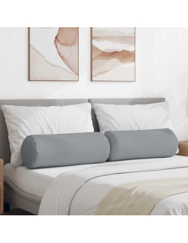 Cuscini a rullo 2 pcs Grigio chiaro Ø 25 x 70 cm Tessuto